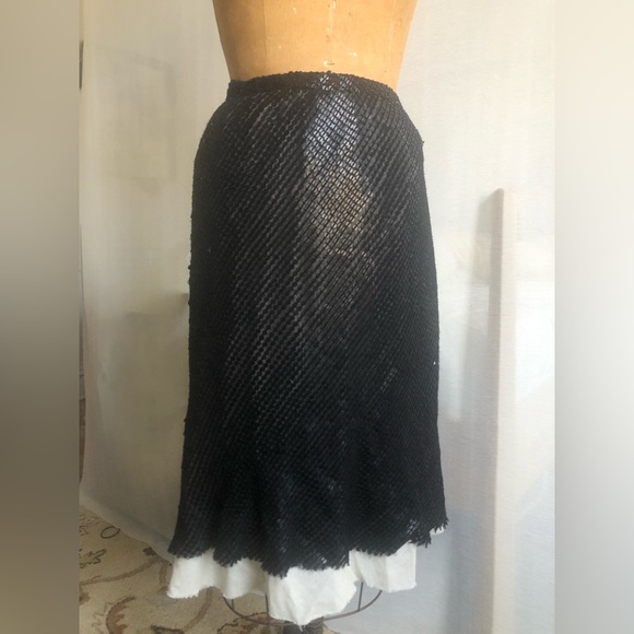 Bias Black sequin chiffon midi skirt - Picture 2 of 2